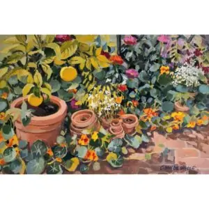 "Mandarines et capucines au jardin", Claude Van de Walle