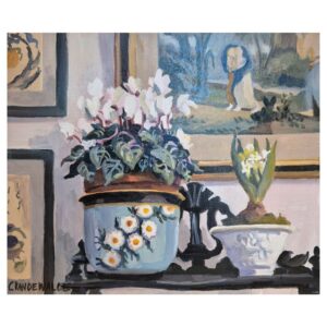 Cyclamens et jacinthes huile sur panneau Claude Van de Walle