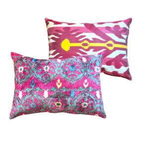 coussin ikat rouge et vert
